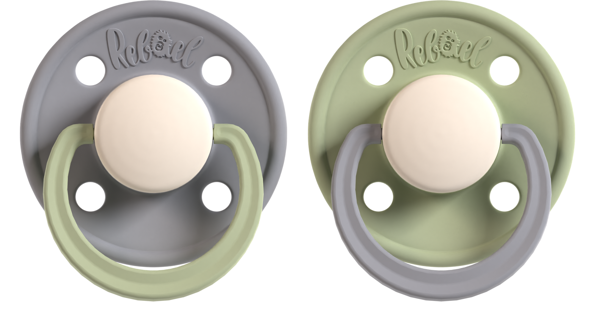 BIBS Ciuccio Colour - Tettarella Ciliegia In Gomma Naturale - Khaki E Dusty Blue Senza Pba Pvc E Flatati Ciucci 400182 Zoom
